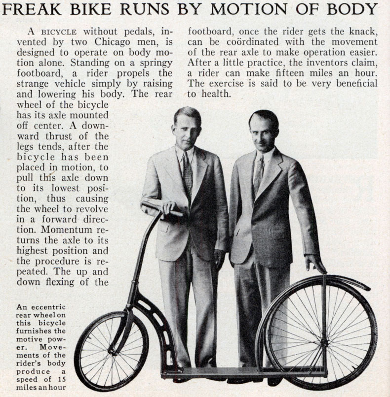 (1934) Ποδήλατο-φρικιό λειτουργεί με την κίνηση του σώματος